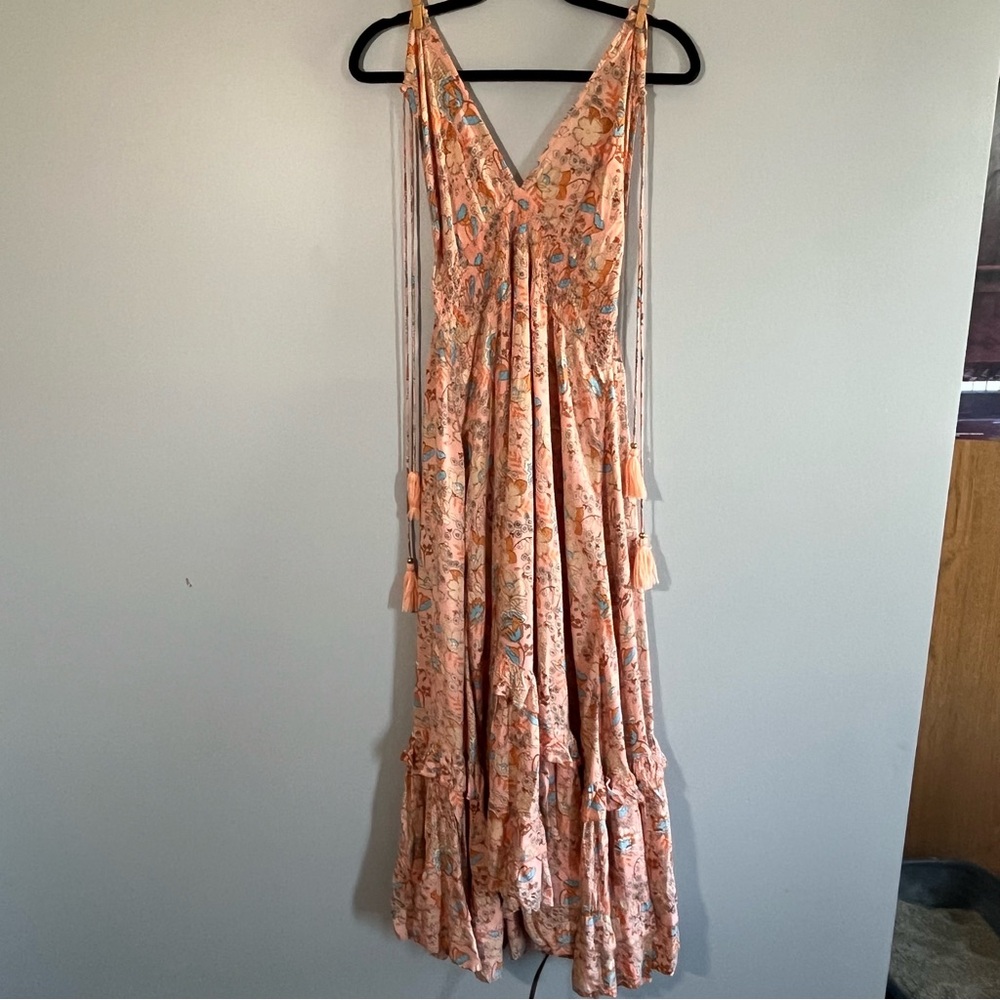 Z&L Europe peach halter maxi dress, size M/L.